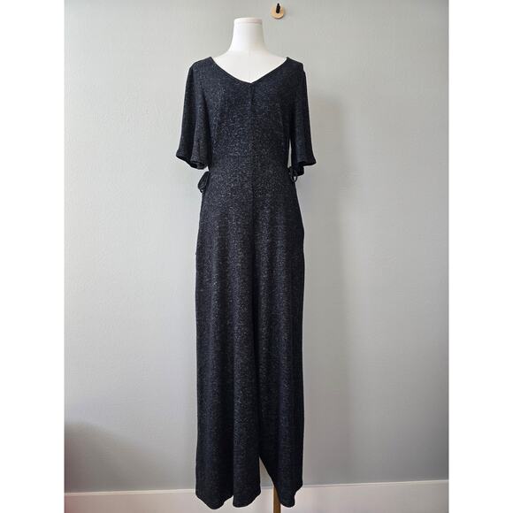 Tribal Black Knit Jumpsuit P/S Wide Leg Bell Sleeves Pockets Soft Stretch Comfy - Picture 1 of 9